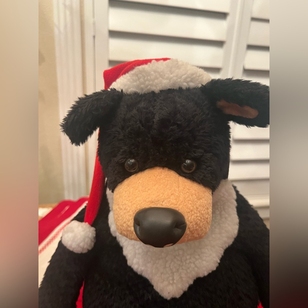 Big sky carvers black bear with Santa hat adorable big, sits 17” tall by 15” - Picture 2 of 5